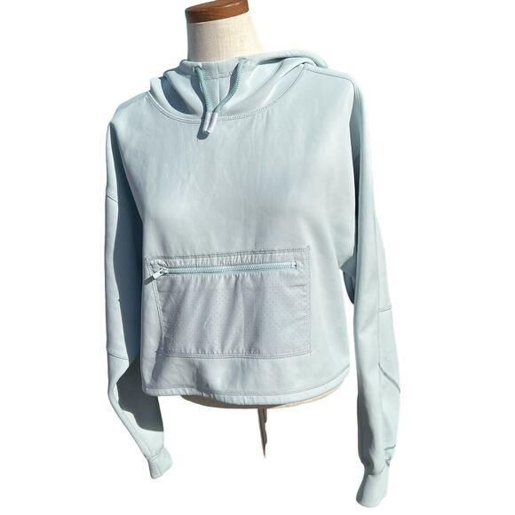 Free People Movement Light Blue Reach The Summit Cropped Hoodie Crop High Neck S - Picture 2 of 14
